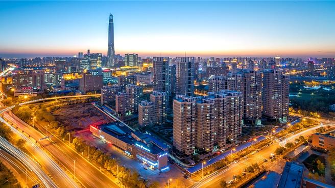 天津取消住房限制性措施。圖為濱海新區。（大陸央視）