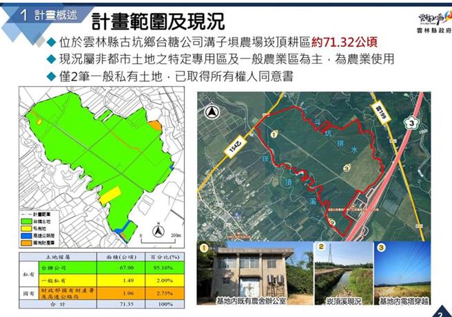 雲林縣政府欲在古坑鄉開發「雲林古坑溝子埧產業園區」，發展農業加值產業，使農產變黃金，預估每年創造102億產值，提供近3000人就業機會，環委建議該案通過。（摘自環境部環評書件網站／蔡佩珈台北傳真）