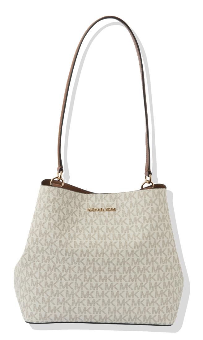 林口三井Outlet推MICHAEL KORS「经典印花手提包 」，原价2万3700元、优惠价9480元。（三井提供／朱世凯台北传真）