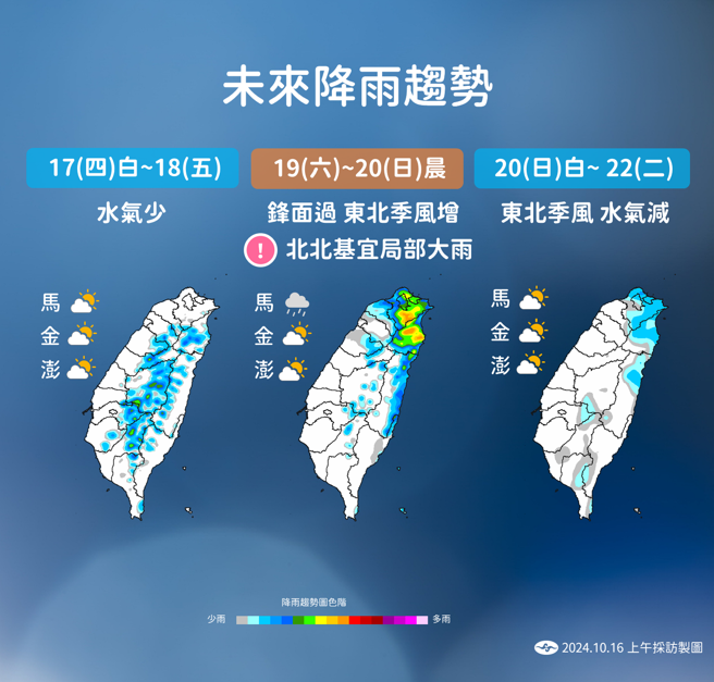 气象署预测未来降雨趋势。（气象署提供）