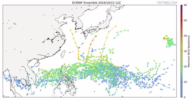 菲律賓東方海域「訊號密密麻麻」，代表熱帶系統活躍。（翻攝台灣颱風論壇｜天氣特急臉書）