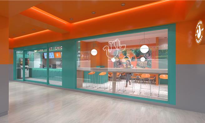 Popeyes光復店设计充分运用街边店的优势，大面积的落地窗让店内光线充足通透。（Popeyes提供／朱世凯台北传真）