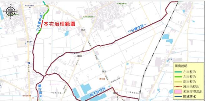 「六分寮中排二」改善範圍圖。（台南市政府提供／寶智華台南傳真）