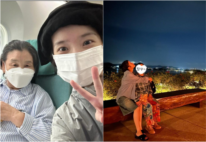 IU带奶奶出国度假，晒出温馨合照。（图／翻摄自 IG @dlwlrma）