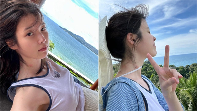 IU肩颈被「被蚊子种草莓」明显红肿。（图／翻摄自 IG @dlwlrma）