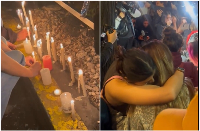 不少粉丝前往连恩的下榻饭店哀悼。（图／摄自X@Gabi Santapaola）