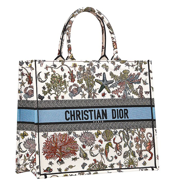 Dior Book Tote多彩大自然珍奇櫃圖騰刺繡大型托特包，售價12萬元。（Dior提供）