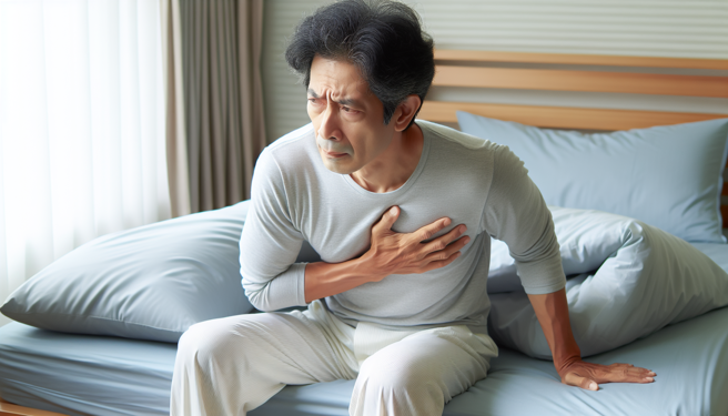 睡醒眼球向右飄、左手伸不直，5旬男突發腦中風「重口味」釀禍。（示意圖／AI生成）