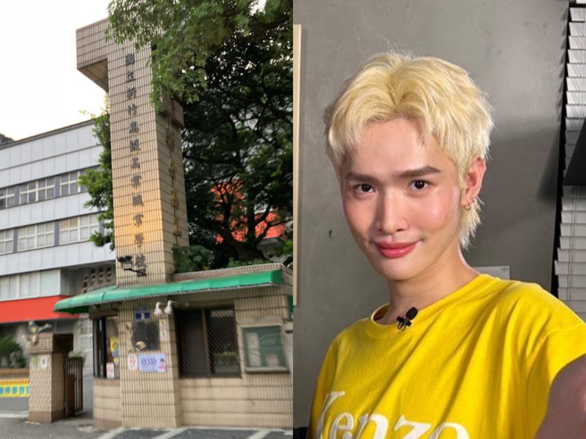 网红锺明轩传出日前和友人到新竹高工拍摄，还在已完工、尚未验收的跑道上奔跑。（左／本报资料照、右／《下面一位》提供）