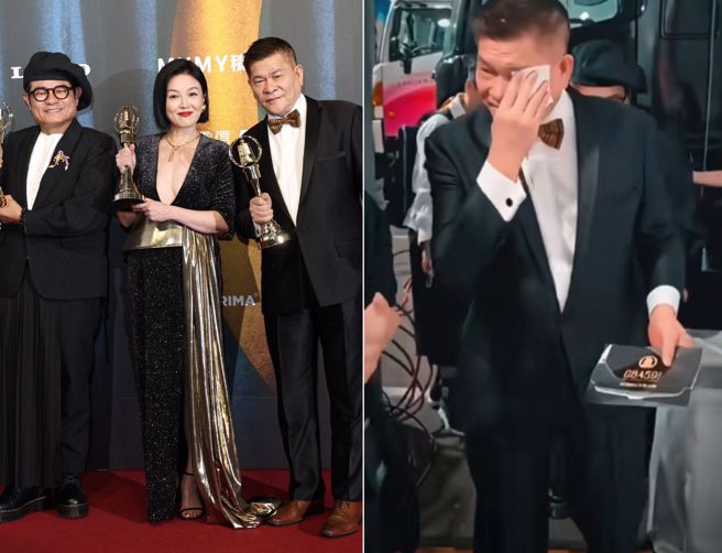 主持人澎恰恰、许效舜与苗可丽《超级夜总会》夺下第59届金钟奖最佳综艺节目主持人奖。（图／陈俊吉、罗永铭、杜宜谙摄、翻摄自抖音）