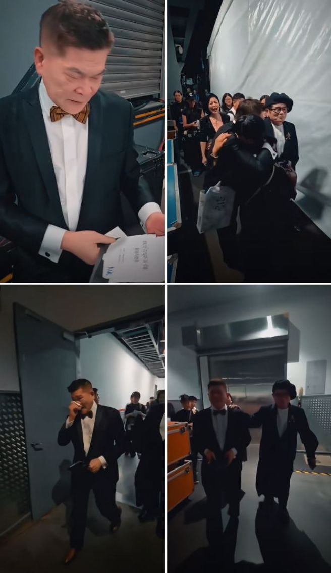 澎恰恰一路哭到后台。（图／翻摄自抖音）