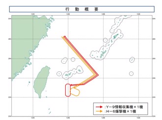  解放軍轟6與運9電偵機飛至台灣東部外海 日本戰機緊急攔截