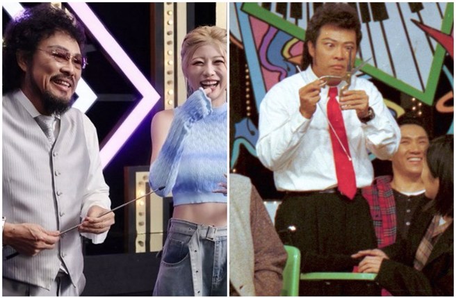 张菲代言线上游戏的花絮照，颇有《龙兄虎弟》音乐教室的既视感。（图／71leaya  IG、中时资料照）