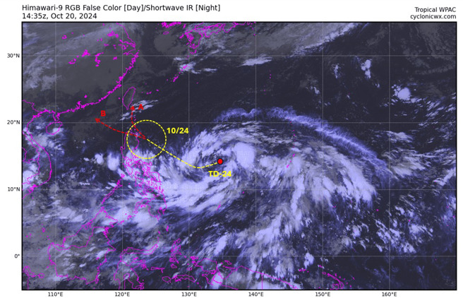未来潭美颱风生成后，可能有直扑台湾的机会。（翻摄自吴圣宇脸书）