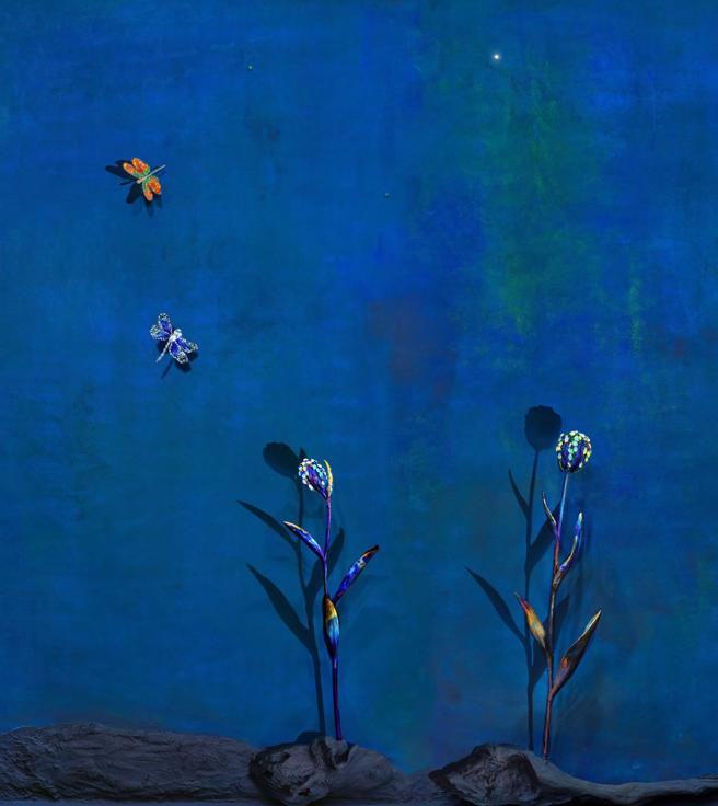 AKACHEN《永恆花園》長達8.8公尺，圖為畫作一隅鬱金香局部。（AKACHEN提供）