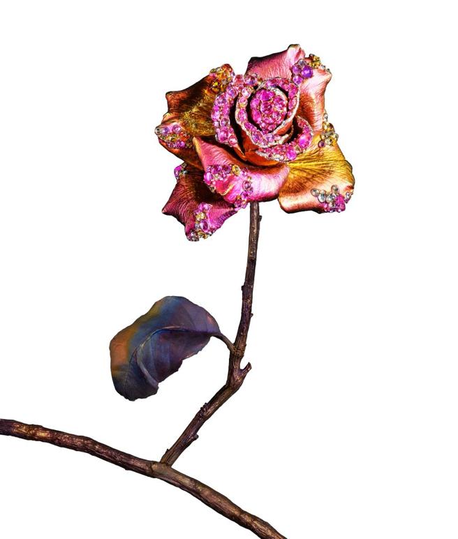 AKACHEN《永恆花園》長達8.8公尺，圖為畫作一隅玫瑰花特寫。（AKACHEN提供）