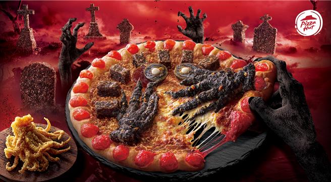 必勝客「鬼手魷魚搗蛋比薩」，單點優惠價399元。（必勝客提供／朱世凱台北傳真）