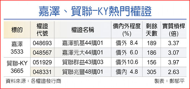 嘉泽、贸联-KY热门权证