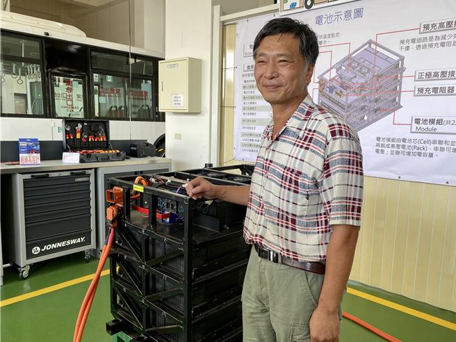 參與這期培訓的蔣姓學員今年已58歲，從事大客車保修工作40年，近2年接觸電動巴士維修領域。（蔡明亘攝）