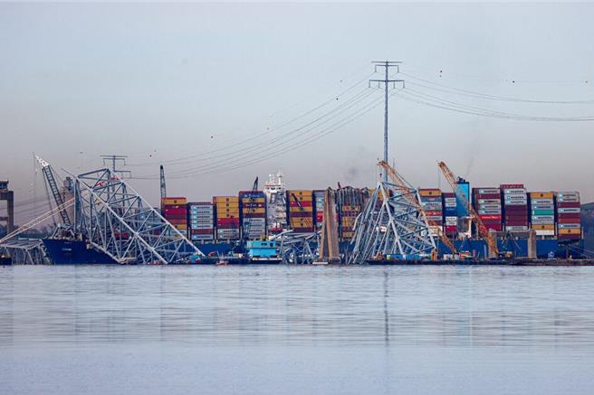 美国马里兰州港口的堆迭的货柜。（图／路透社）