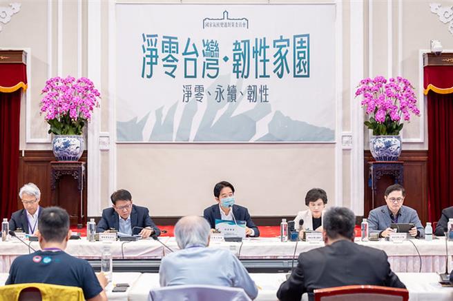 賴清德戴口罩參與氣候變遷會議。總統府提供