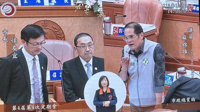 民進黨新北市議員蘇錦雄首次以阿美族族語質詢。（高鈞麟攝）