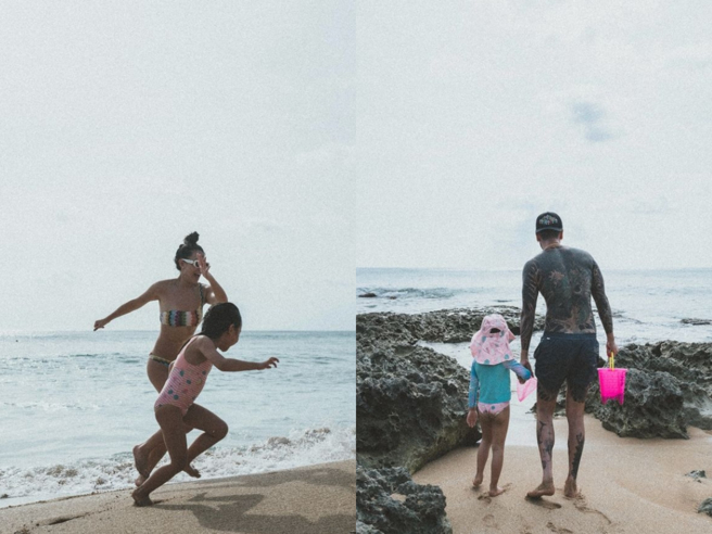 蔡诗芸与王阳明带4岁女儿到海边玩。（图／翻摄自 IG @dizzydizzo）