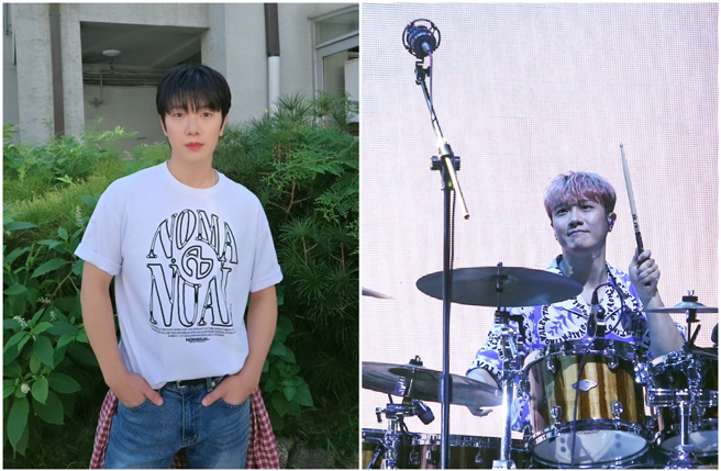 FTIsland鼓手崔敏焕（左）在演唱出前夕，突因桃色风波改成不露面演出。（图／摘自IG＠minhwan12、中时资料照）