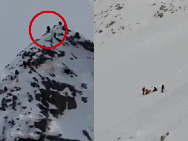 大陸一名裝備齊全的男子攀登海拔超過5000公尺的雅姆雪山，好不容易登頂，竟不慎失足摔倒並跌落山坡死亡。（翻攝自微博）