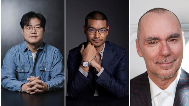 罗暎锡（左图起）、Chalermchatri YUKOL、Pascal BRETON将来台进行专讲。（文策院提供）