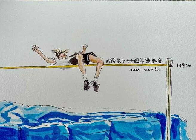 桃园市副市长苏俊宾亲自绘制了一张画卡给破纪录的同学。（桃园市政府提供）