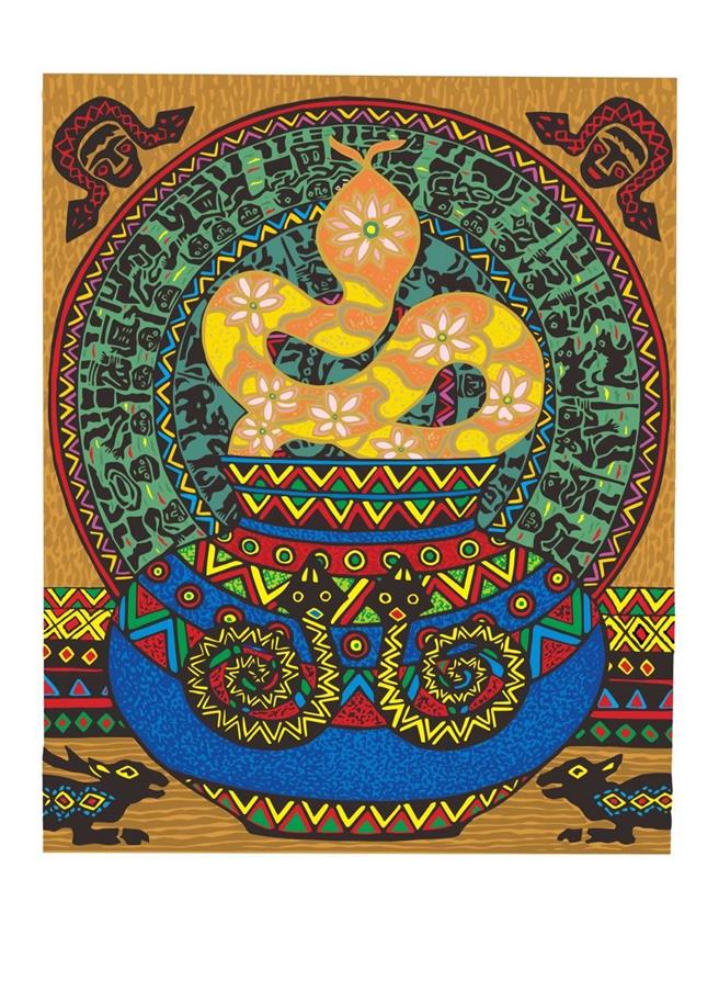 新竹縣版畫家陳永欽鑽研藝術超過30年，得過多項重量級獎項，今年拿下中華民國第40屆版印年畫首獎。（新竹縣府提供／邱立雅竹縣傳真）