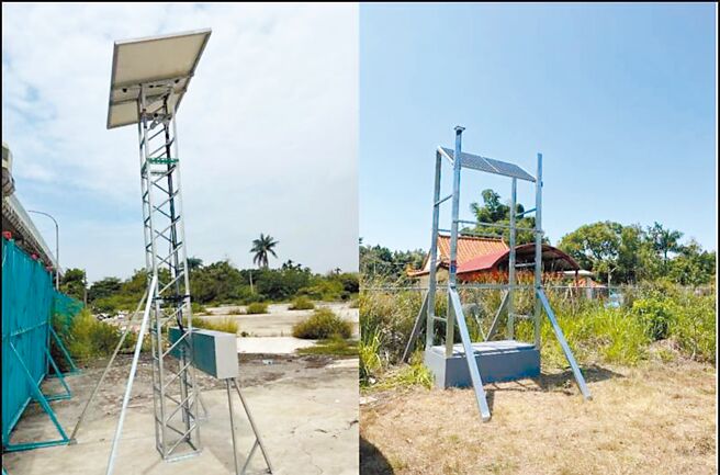 台中市政府环保局积极投入高科技科学仪器，辅助追查空气污染物违规逸散情形，图为太阳能行动网路摄影机。（台中市府提供／陈淑娥台中传真）