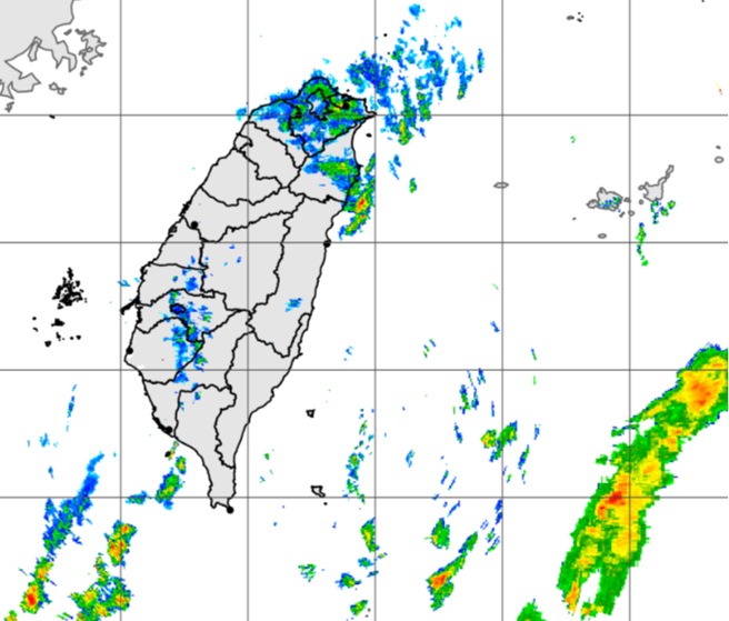 受东北季风影响，迎风面北部、东北部今有大雨或豪雨发生。（中央气象署提供）