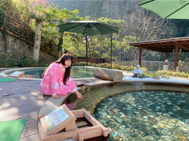 統一谷關渡假村的碳酸氫鈉泉，搭配綠意環繞的庭園充滿了療癒感。（統一渡假村提供）