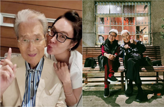 林千鈺才帶爸媽吃牛肉麵「一家三口笑開懷」 石英拄拐杖比讚