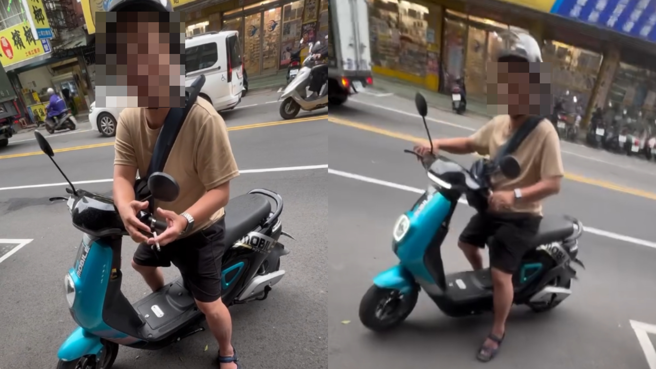 一名男子骑乘电动车拦下女网友，想借1500元生活费。（翻摄自Threads）