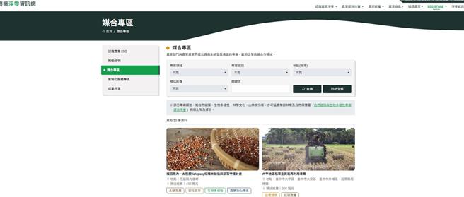 农业部持续推出更多元农业永续ESG专案的专属平台，提供企业量身订制在农业场域共同执行ESG专案。（翻摄自ESG STORE／林良齐台北传真）