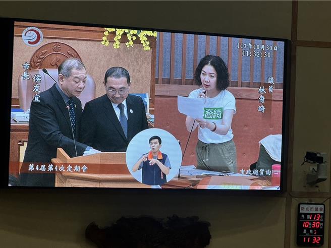 新北市議員林裔綺、許昭興今（30）日在議會總質詢呼籲市府不要將安裝監視器用途廢除，新北市長侯友宜表示，會請警察局跟民政局討論，滾動式檢討。（柯毓庭攝）