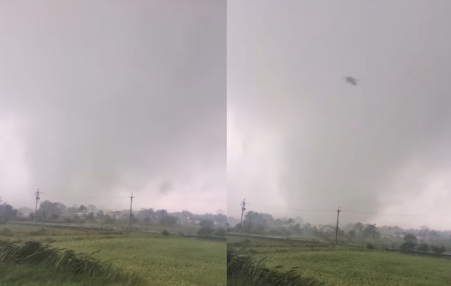 花莲秀林乡加湾部落疑似出现龙卷风。（翻摄自今日花莲脸书）