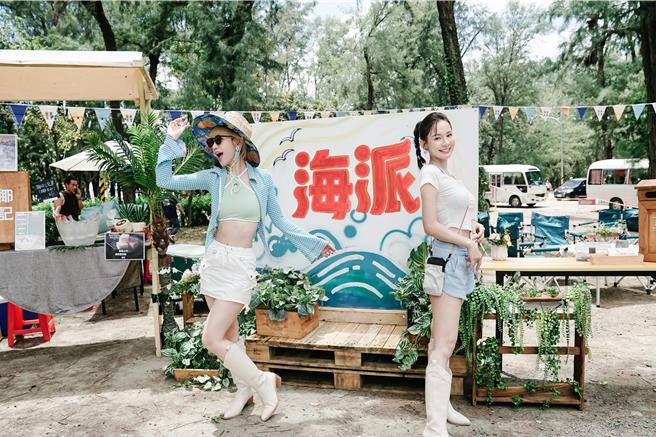 Lulu（左）、林莎穿著清涼，大秀好身材。（東森綜合台提供）