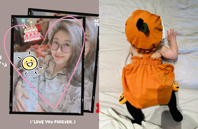 愷樂颱風夜不忘過萬聖節，兒子精緻五官首曝光。（圖／IG@butterfly092288）