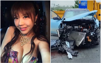 女星劉樂妍國道車禍！「車頭全毀、氣囊全爆」驚悚照曝光