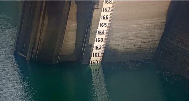 此次康芮颱風降雨豐沛，翡翠水庫集水區在短時間內總降雨量達338毫米，水庫進流量大，截至今(11月1日)日下午3時，翡翠水庫水位回升至168公尺以上，已接近滿水位。(台北市翡翠水庫管理局提供)