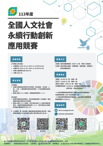 113全國人文社會永續行動創新應用競賽 開始報名