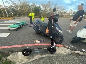 滑板車違規騎馬路 遭機車撞還要吃罰單