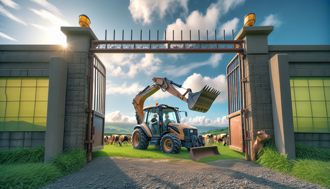 不滿工程施工報價 怪手司機砸壞畜牧場鐵捲門