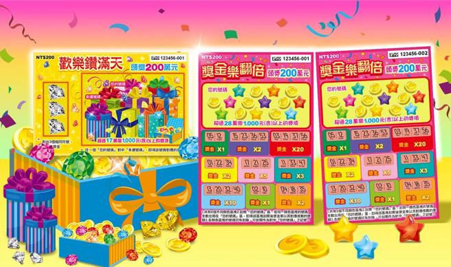 台彩5日再推二新款刮刮樂─「獎金樂翻倍」「歡樂鑽滿天」圖/業者提供