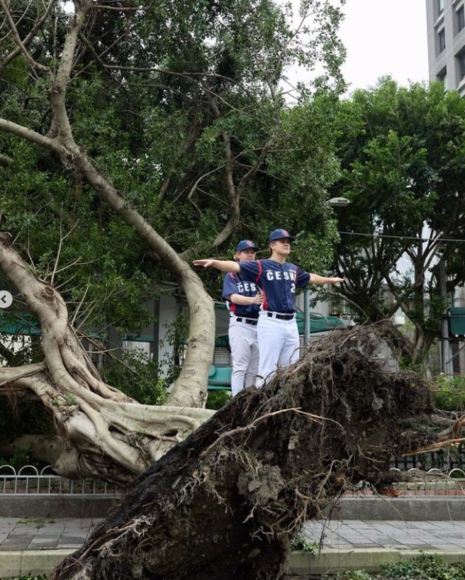 捷克队球员在街头上演铁达尼号桥段。（图／baseballczech Instagram）