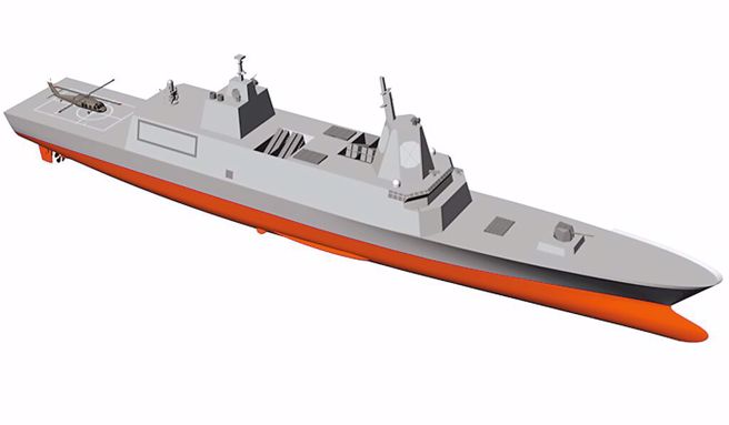 海军「新一代防空型轻型巡防舰」4日举行安龙典礼，并预计在2026年10月完工。（示意图，国防部提供）